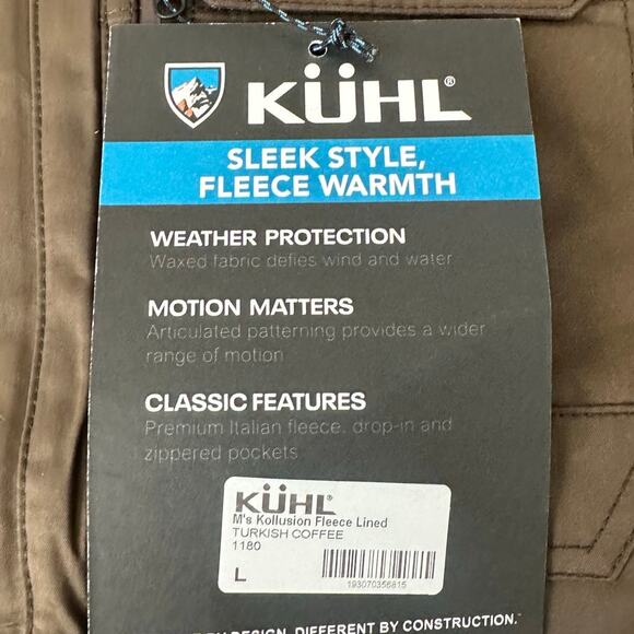 NEW Kuhl Kollusion Fleece Lined Turkish Coffee Brown Hooded Full ZIp Jacket NWT - Picture 5 of 11